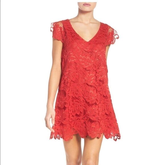 BB Dakota Dresses & Skirts - BB Dakota Red Lace Dress XS NWOT